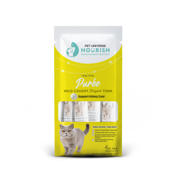 inv_product-172257239281.png Pet Universe Nourish Cat Vitality Puree 4x14g Wild Caught Skipjack Tuna Puree Kidney Care Cat Treat